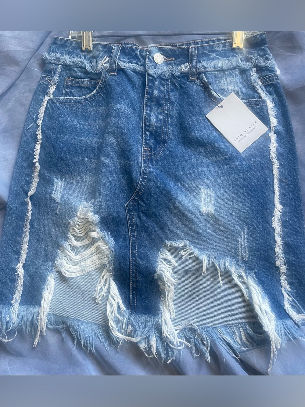 Uniq by Litz medium-wash denim mini skirt